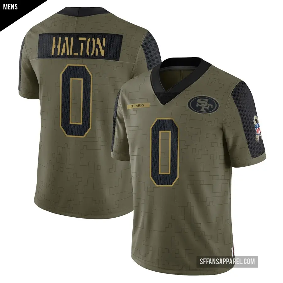 Men's San Francisco 49ers ＃0 Gracen Halton Olive Limited 2021 Salute To Service Jersey