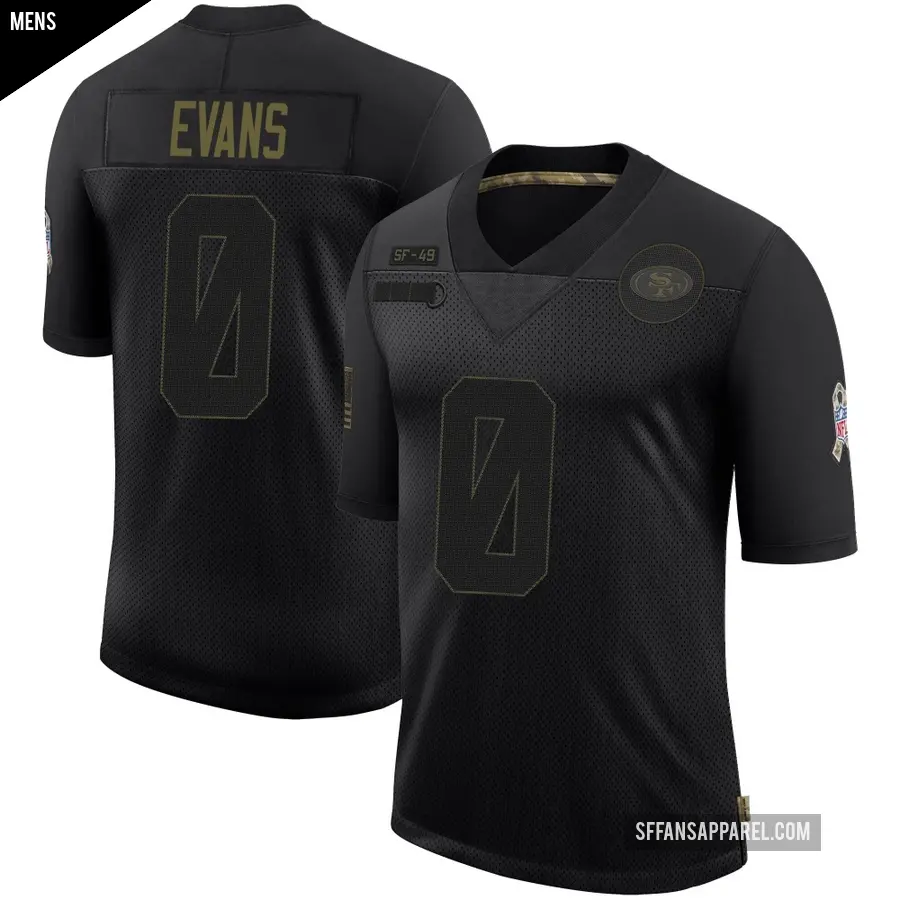 Men's San Francisco 49ers ＃0 Mike Evans Black Limited 2020 Salute To Service Jersey