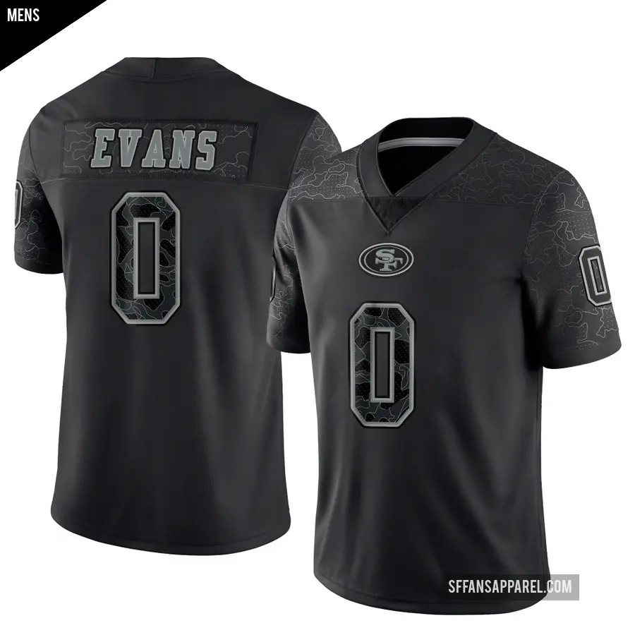 Men's San Francisco 49ers ＃0 Mike Evans Black Limited Reflective Jersey
