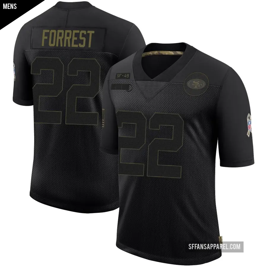 Men's San Francisco 49ers ＃22 Darrick Forrest Black Limited 2020 Salute To Service Jersey