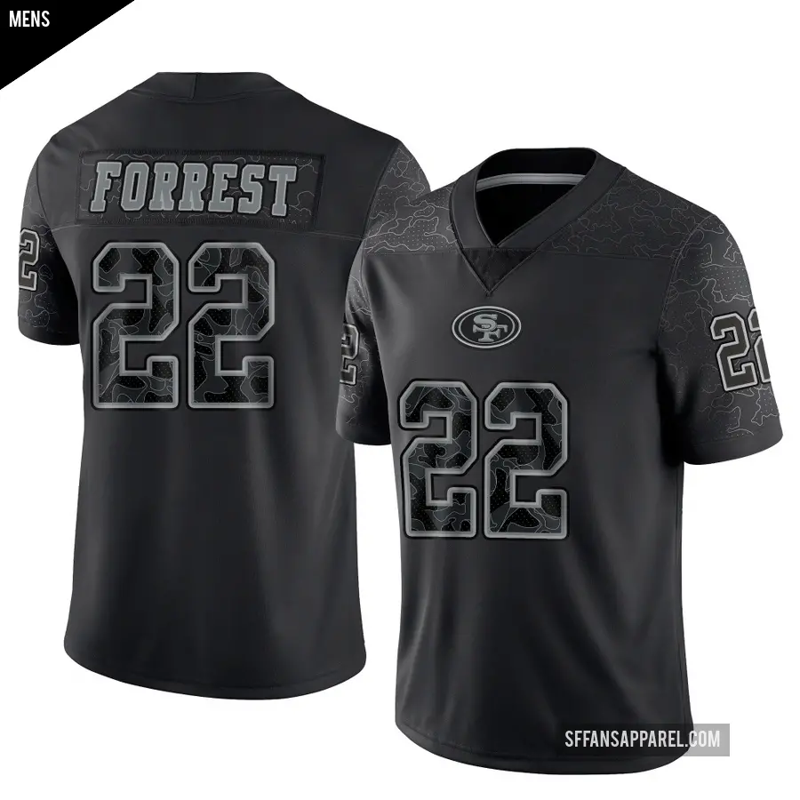 Men's San Francisco 49ers ＃22 Darrick Forrest Black Limited Reflective Jersey