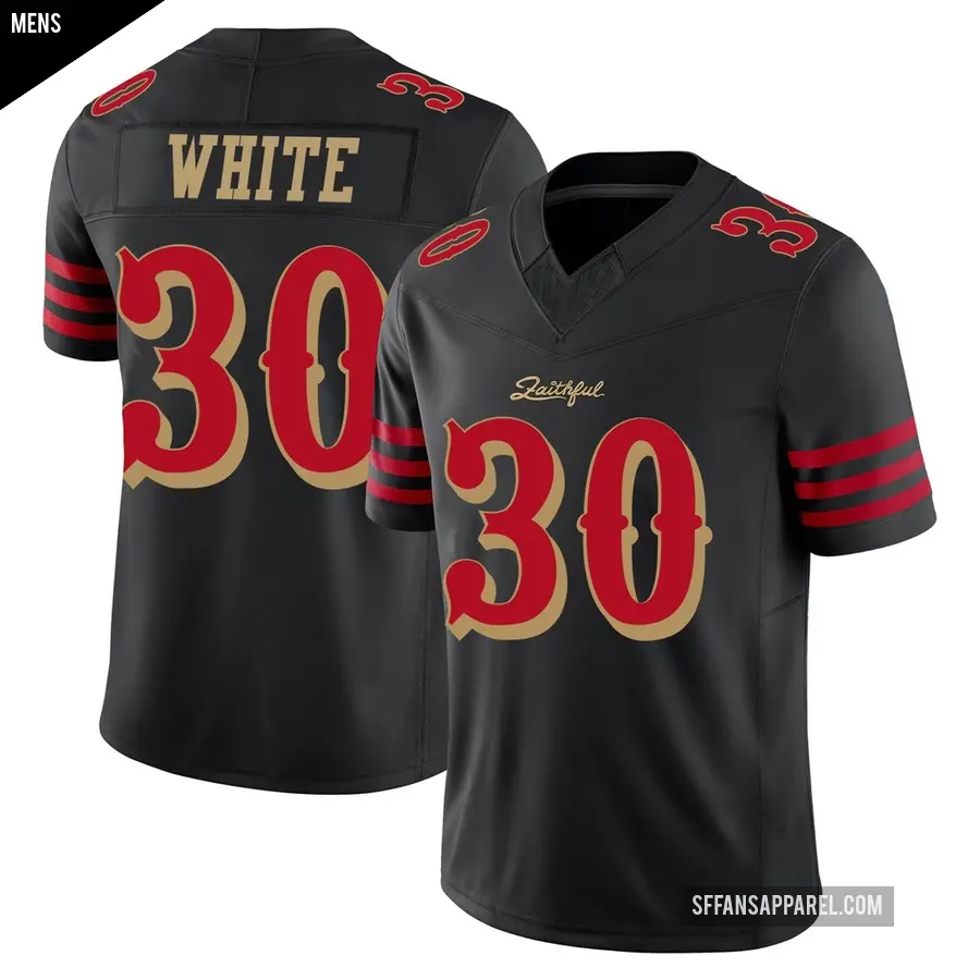 Men's San Francisco 49ers ＃30 Zamir White Black Limited 2025 Rivalries Collection Jersey
