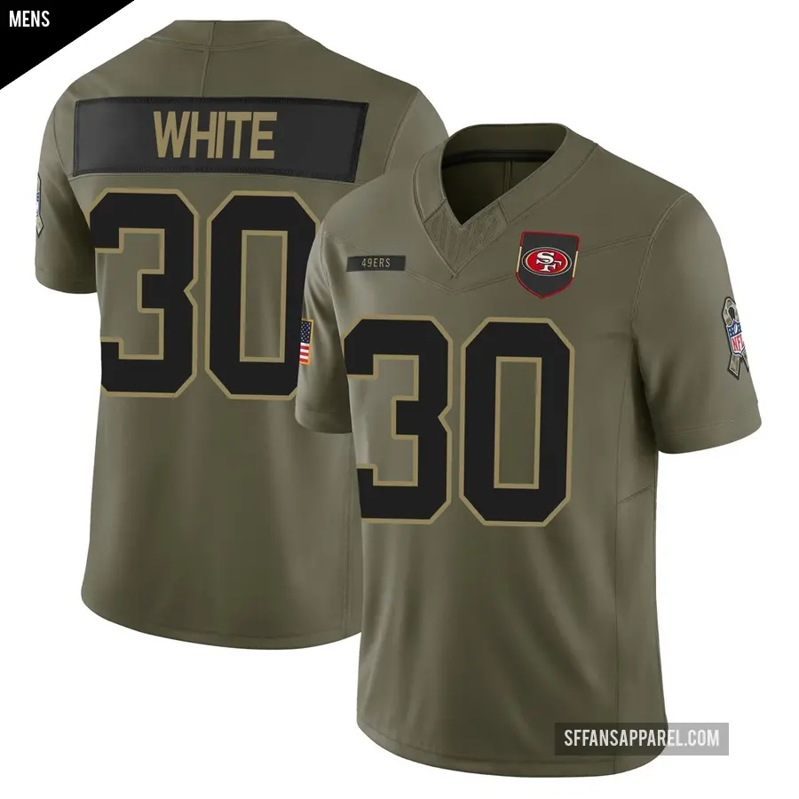 Men's San Francisco 49ers ＃30 Zamir White Olive Limited 2025 Salute to Service Jersey