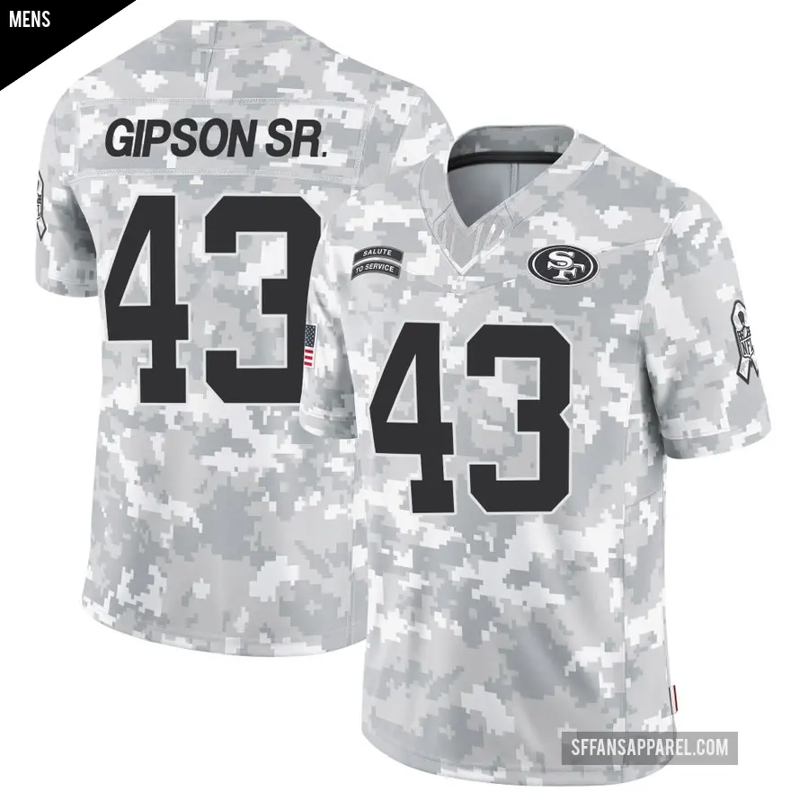 Men's San Francisco 49ers ＃43 Tashaun Gipson Sr. Arctic Camo Limited 2024 Salute to Service Jersey