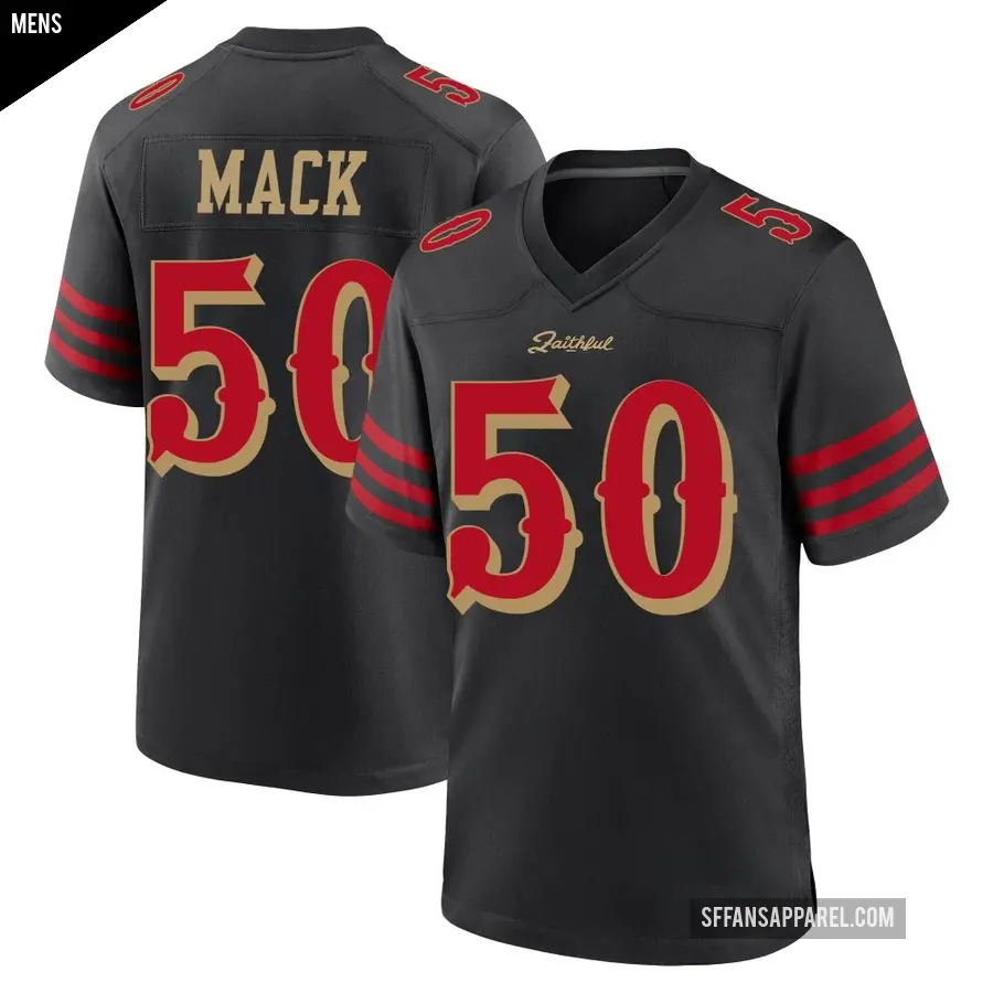Men's San Francisco 49ers ＃50 Alex Mack Black Game 2025 Rivalries Collection Jersey