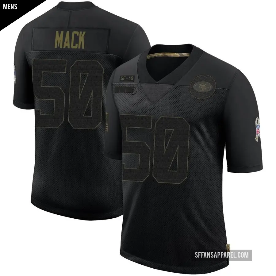 Men's San Francisco 49ers ＃50 Alex Mack Black Limited 2020 Salute To Service Jersey