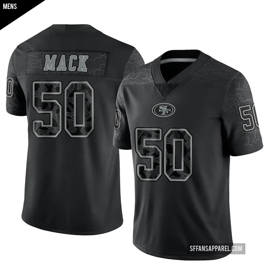 Men's San Francisco 49ers ＃50 Alex Mack Black Limited Reflective Jersey