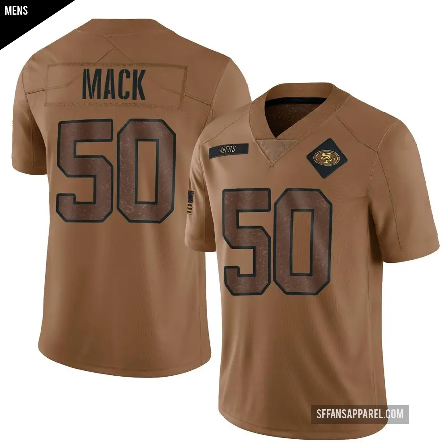 Men's San Francisco 49ers ＃50 Alex Mack Brown Limited 2023 Salute To Service Jersey
