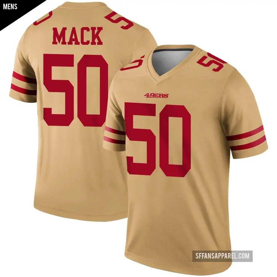 Men's San Francisco 49ers ＃50 Alex Mack Gold Legend Inverted Jersey