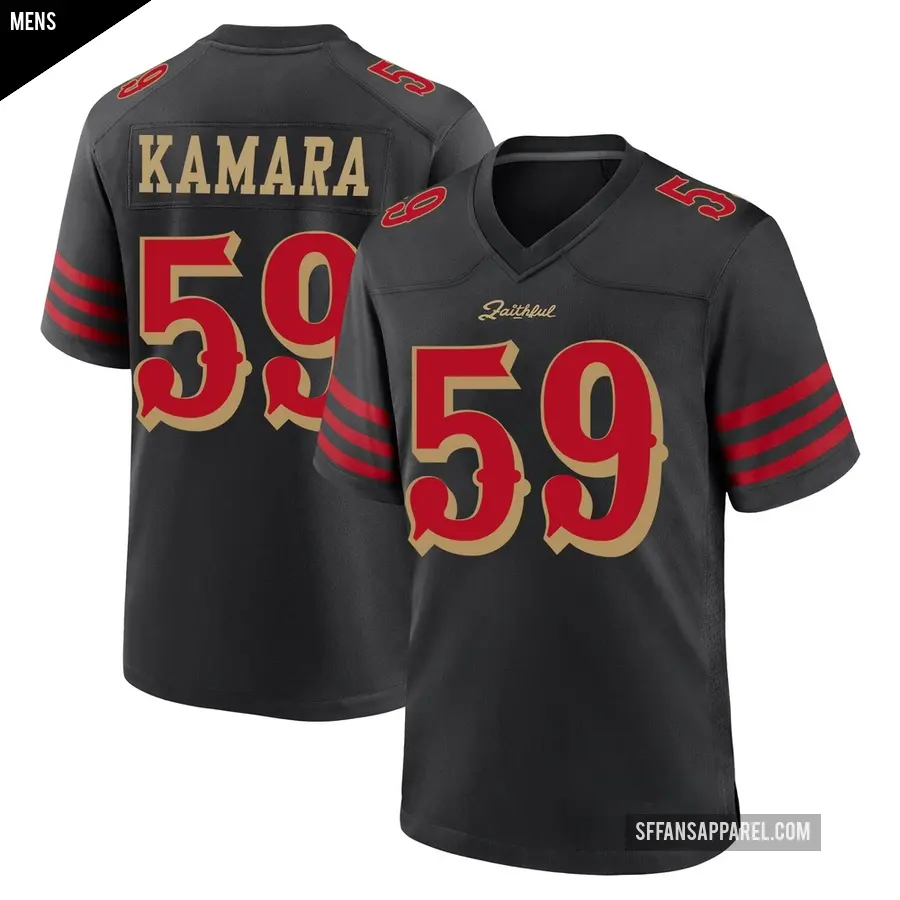 Men's San Francisco 49ers ＃59 Mikail Kamara Black Game 2025 Rivalries Collection Jersey
