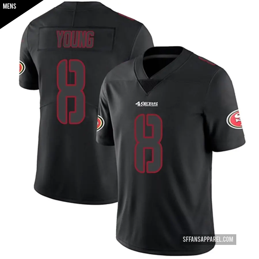 Men's San Francisco 49ers ＃8 Steve Young Black Impact Limited Jersey