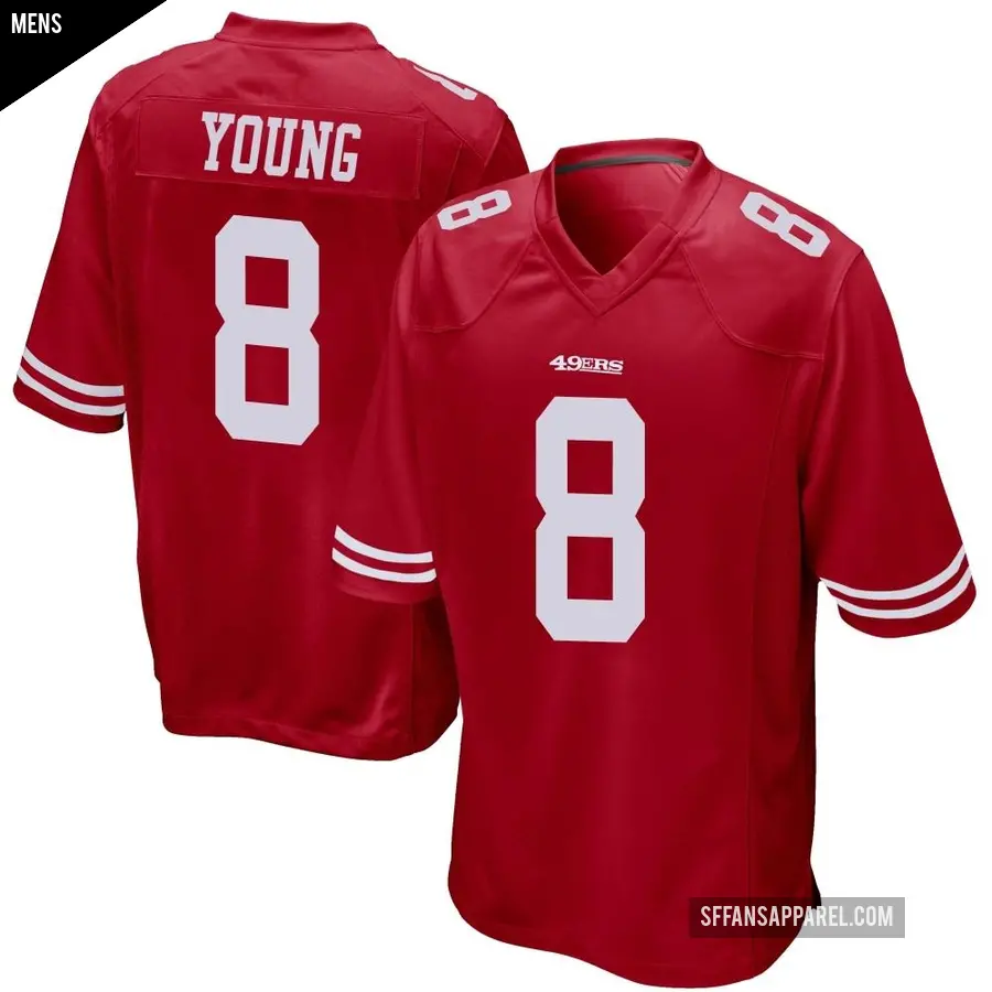 Men's San Francisco 49ers ＃8 Steve Young Red Game Team Color Jersey