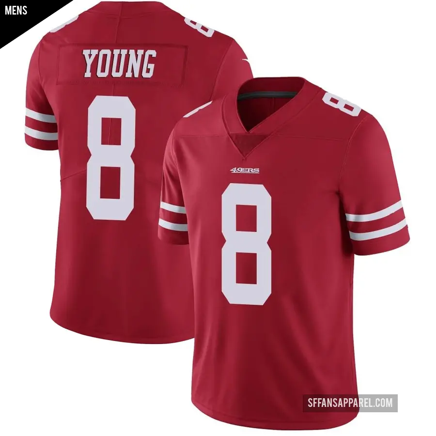 Men's San Francisco 49ers ＃8 Steve Young Red Limited Team Color Vapor Untouchable Jersey