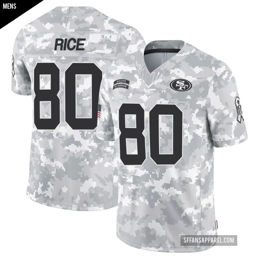 Men's San Francisco 49ers ＃80 Jerry Rice Arctic Camo Limited 2024 Salute to Service Jersey