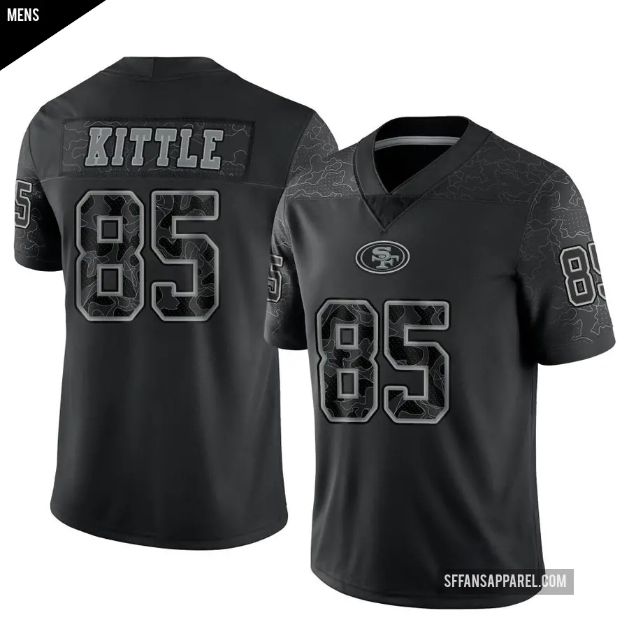 Men's San Francisco 49ers ＃85 George Kittle Black Limited Reflective Jersey