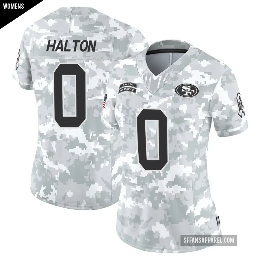 Women's San Francisco 49ers ＃0 Gracen Halton Arctic Camo Limited Francisco 2024 Salute to Service Jersey