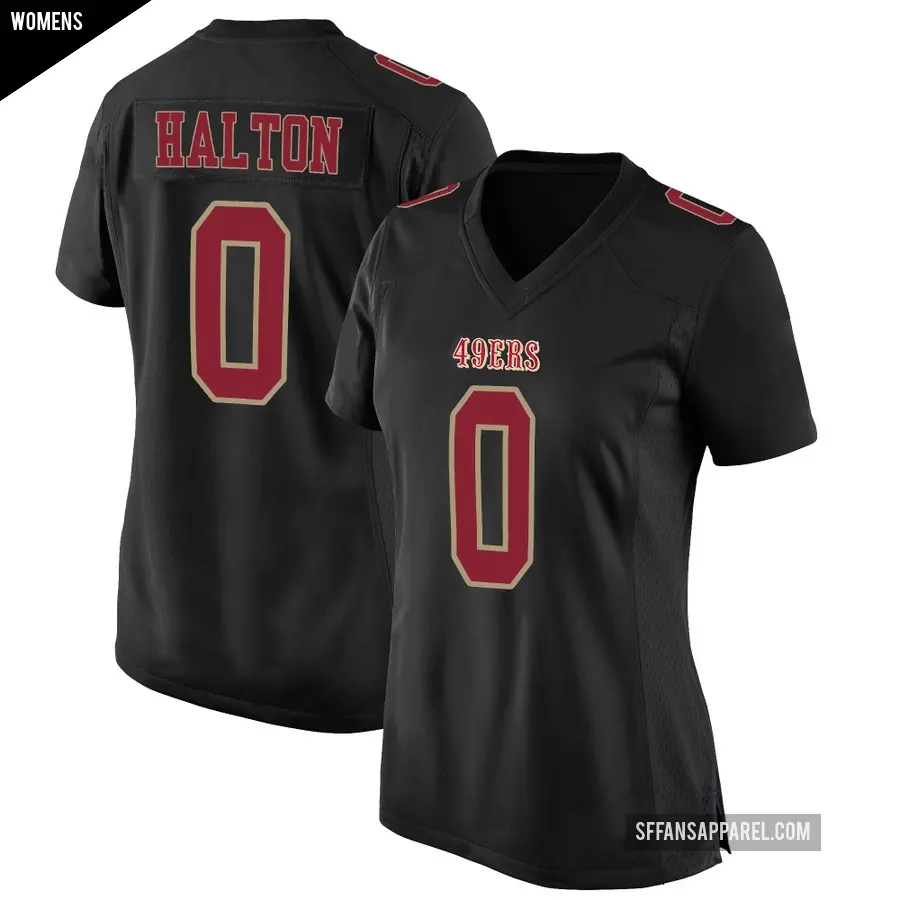 Women's San Francisco 49ers ＃0 Gracen Halton Black Game Fashion Jersey