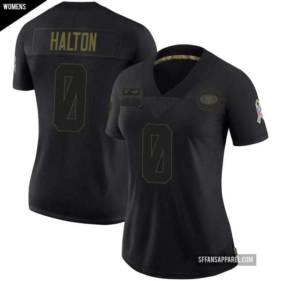 Women's San Francisco 49ers ＃0 Gracen Halton Black Limited 2020 Salute To Service Jersey