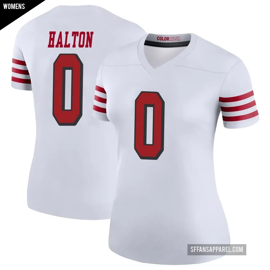 Women's San Francisco 49ers ＃0 Gracen Halton White Legend Color Rush Jersey