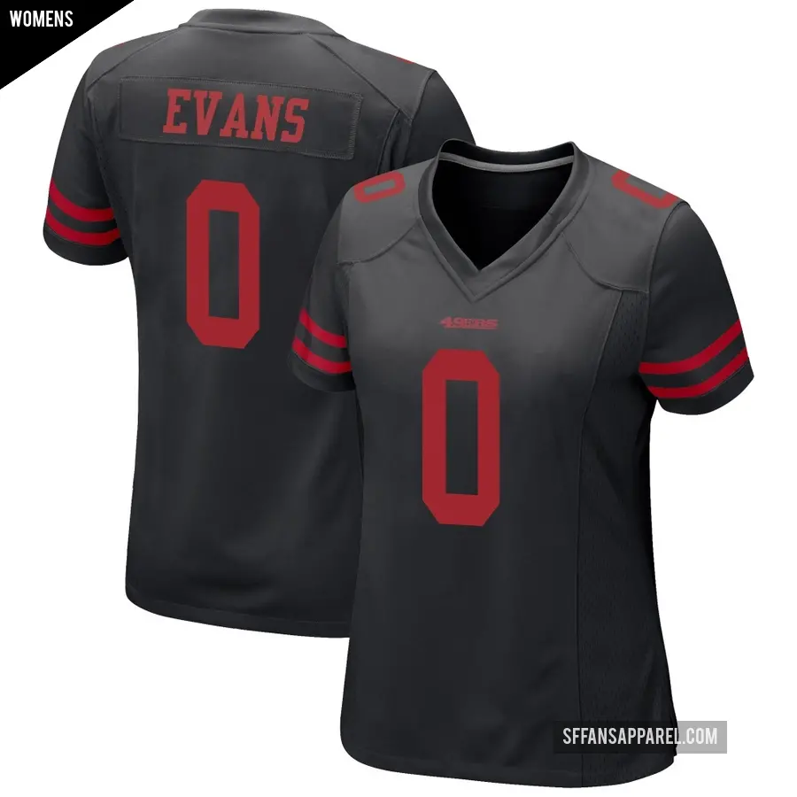 Women's San Francisco 49ers ＃0 Mike Evans Black Game Alternate Jersey