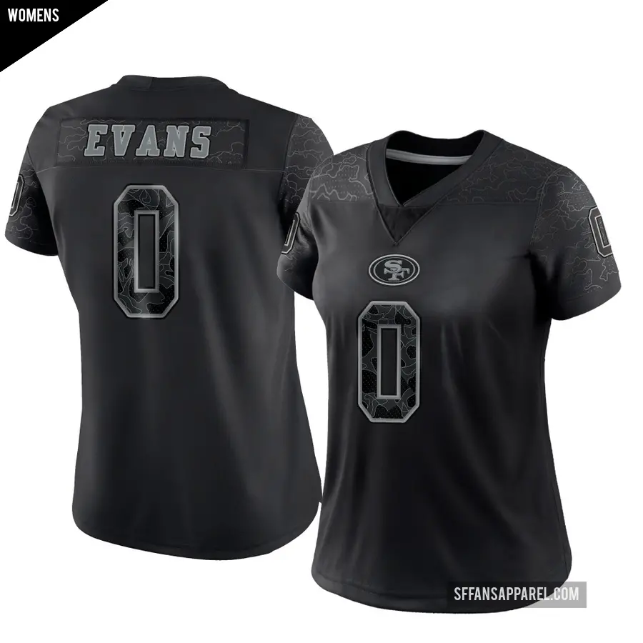 Women's San Francisco 49ers ＃0 Mike Evans Black Limited Reflective Jersey