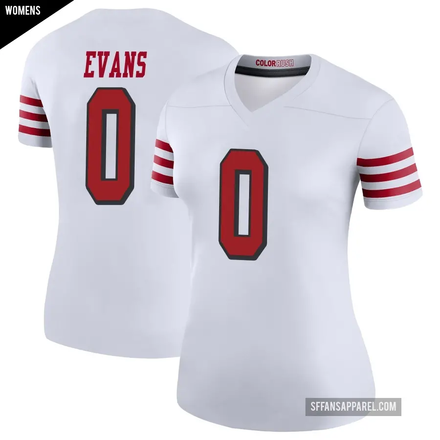 Women's San Francisco 49ers ＃0 Mike Evans White Legend Color Rush Jersey
