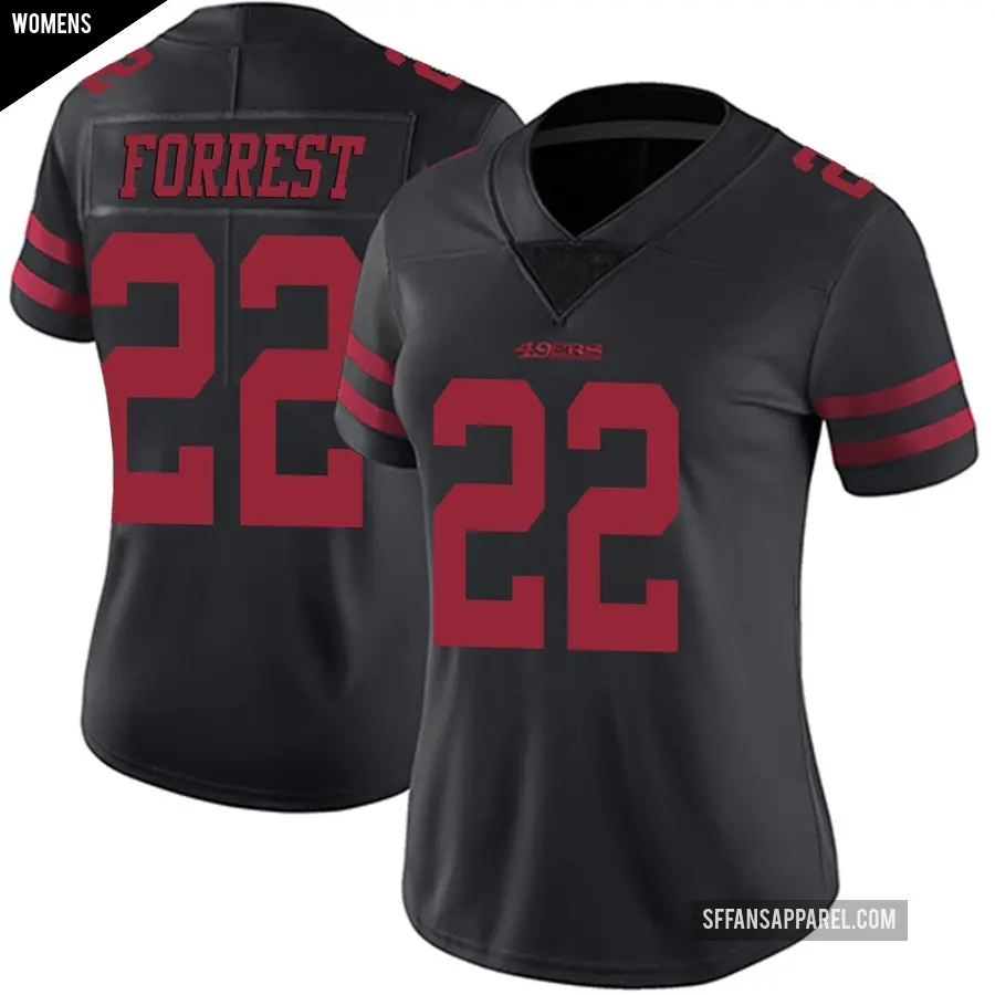 Women's San Francisco 49ers ＃22 Darrick Forrest Black Limited Alternate Vapor Untouchable Jersey