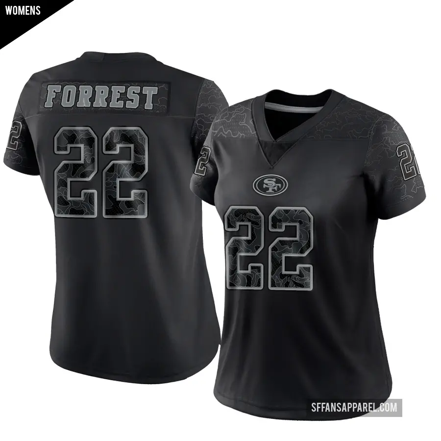 Women's San Francisco 49ers ＃22 Darrick Forrest Black Limited Reflective Jersey