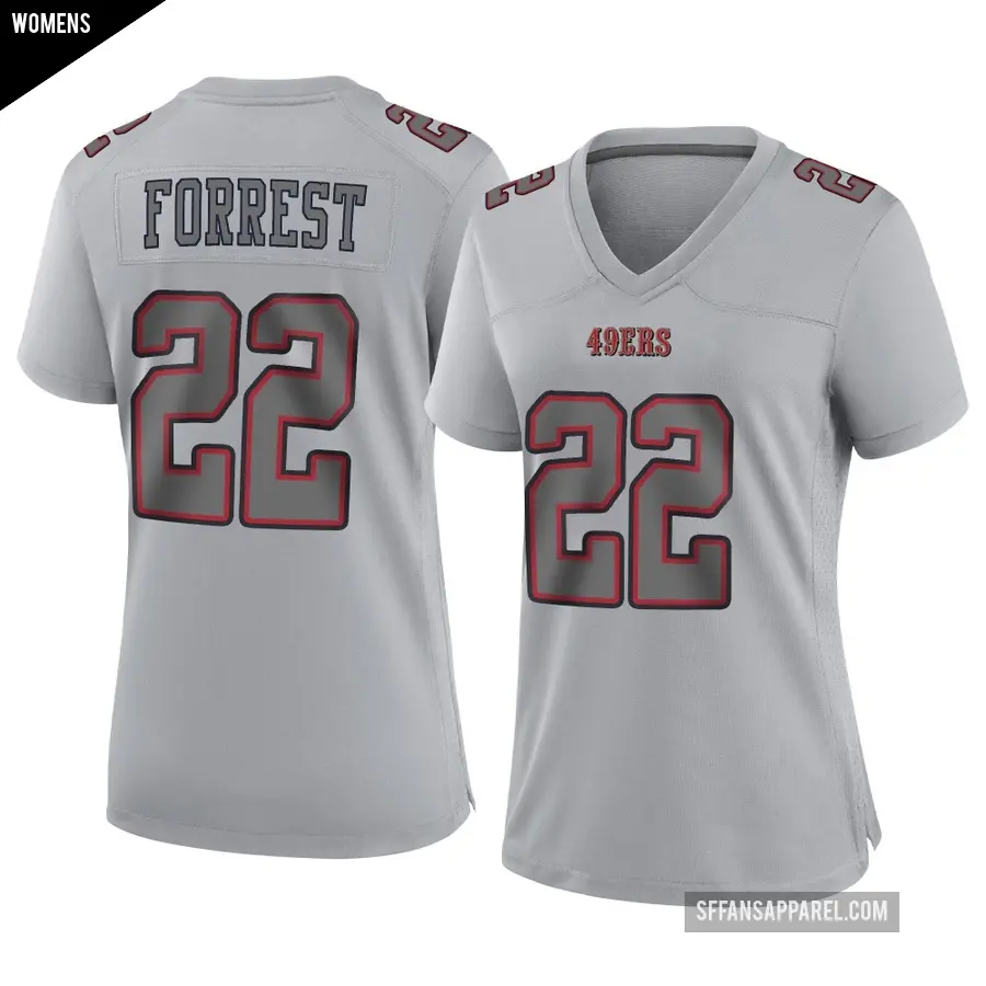Women's San Francisco 49ers ＃22 Darrick Forrest Gray Game Atmosphere Fashion Jersey
