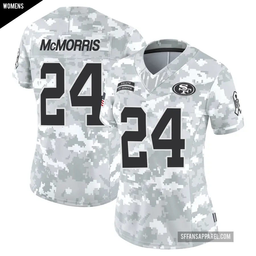 Women's San Francisco 49ers ＃24 Patrick McMorris Arctic Camo Limited Francisco 2024 Salute to Service Jersey