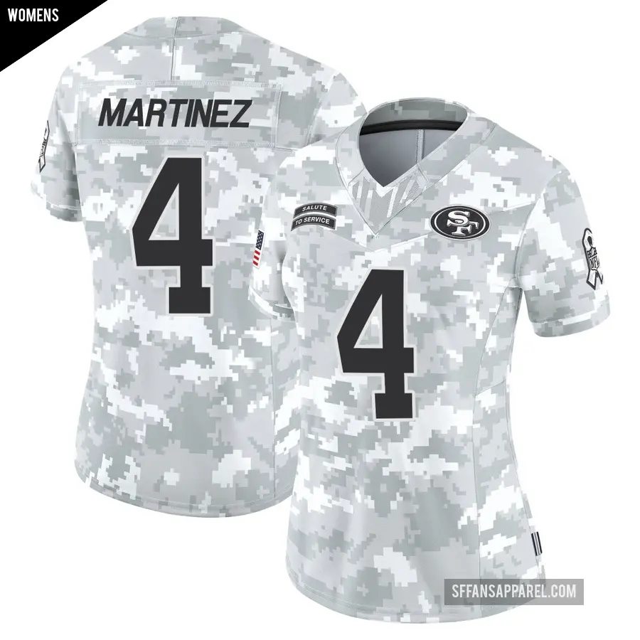 Women's San Francisco 49ers ＃4 Adrian Martinez Arctic Camo Limited Francisco 2024 Salute to Service Jersey