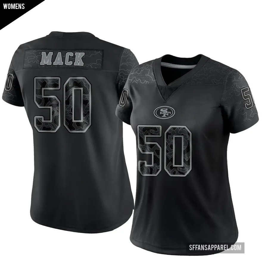 Women's San Francisco 49ers ＃50 Alex Mack Black Limited Reflective Jersey