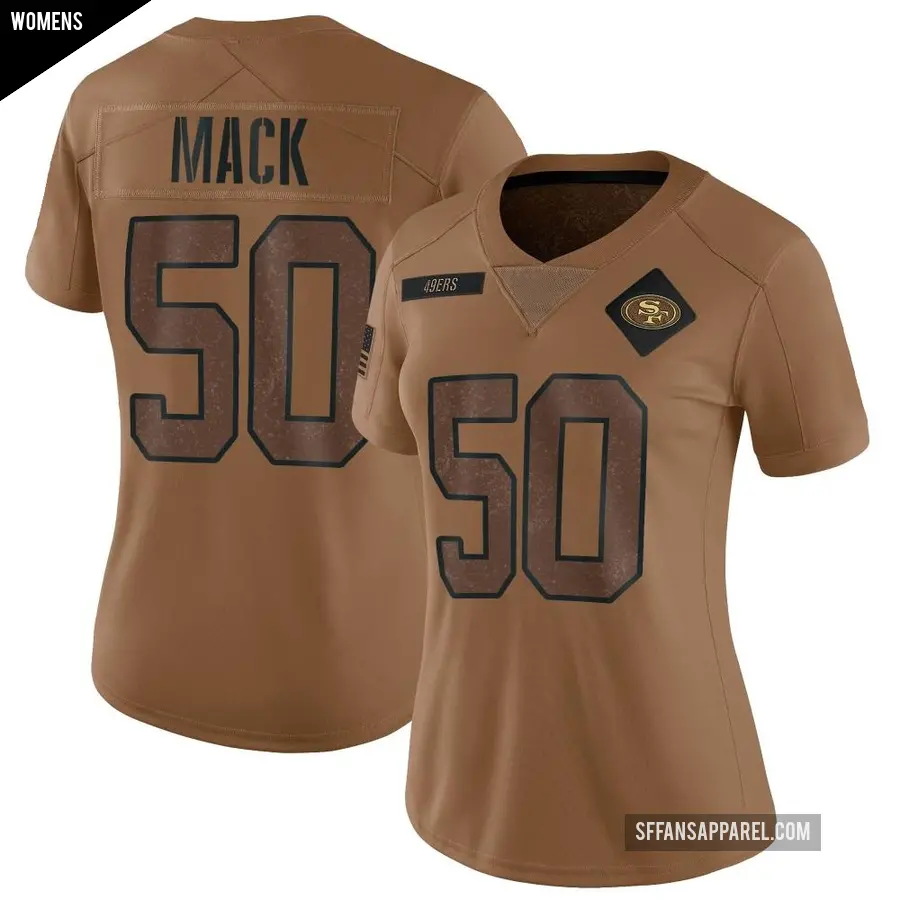 Women's San Francisco 49ers ＃50 Alex Mack Brown Limited 2023 Salute To Service Jersey
