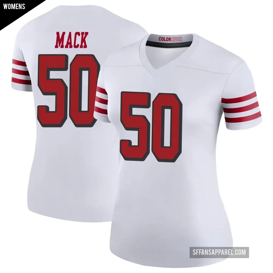 Women's San Francisco 49ers ＃50 Alex Mack White Legend Color Rush Jersey