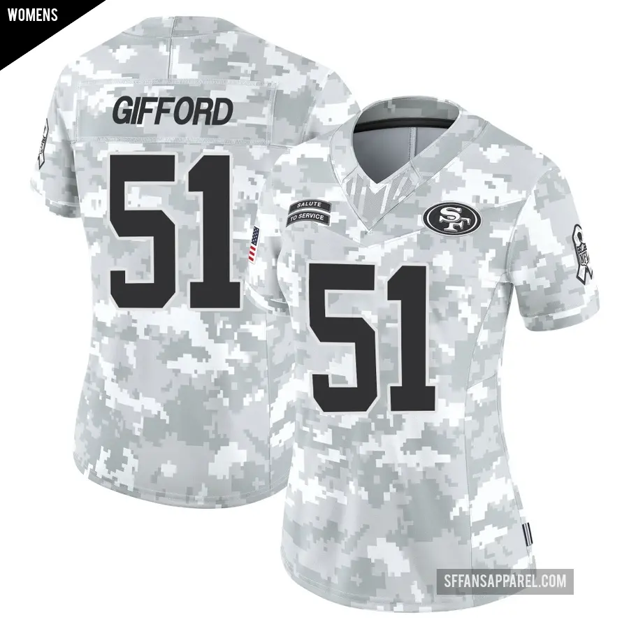 Women's San Francisco 49ers ＃51 Luke Gifford Arctic Camo Limited Francisco 2024 Salute to Service Jersey