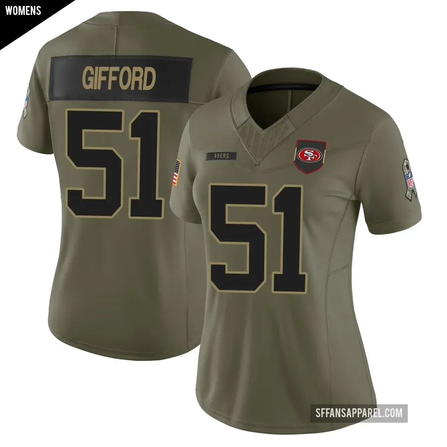Women's San Francisco 49ers ＃51 Luke Gifford Olive Limited 2025 Salute to Service Jersey
