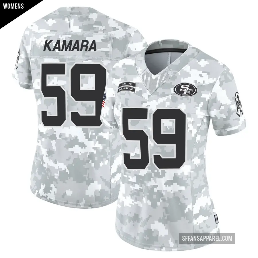 Women's San Francisco 49ers ＃59 Mikail Kamara Arctic Camo Limited Francisco 2024 Salute to Service Jersey