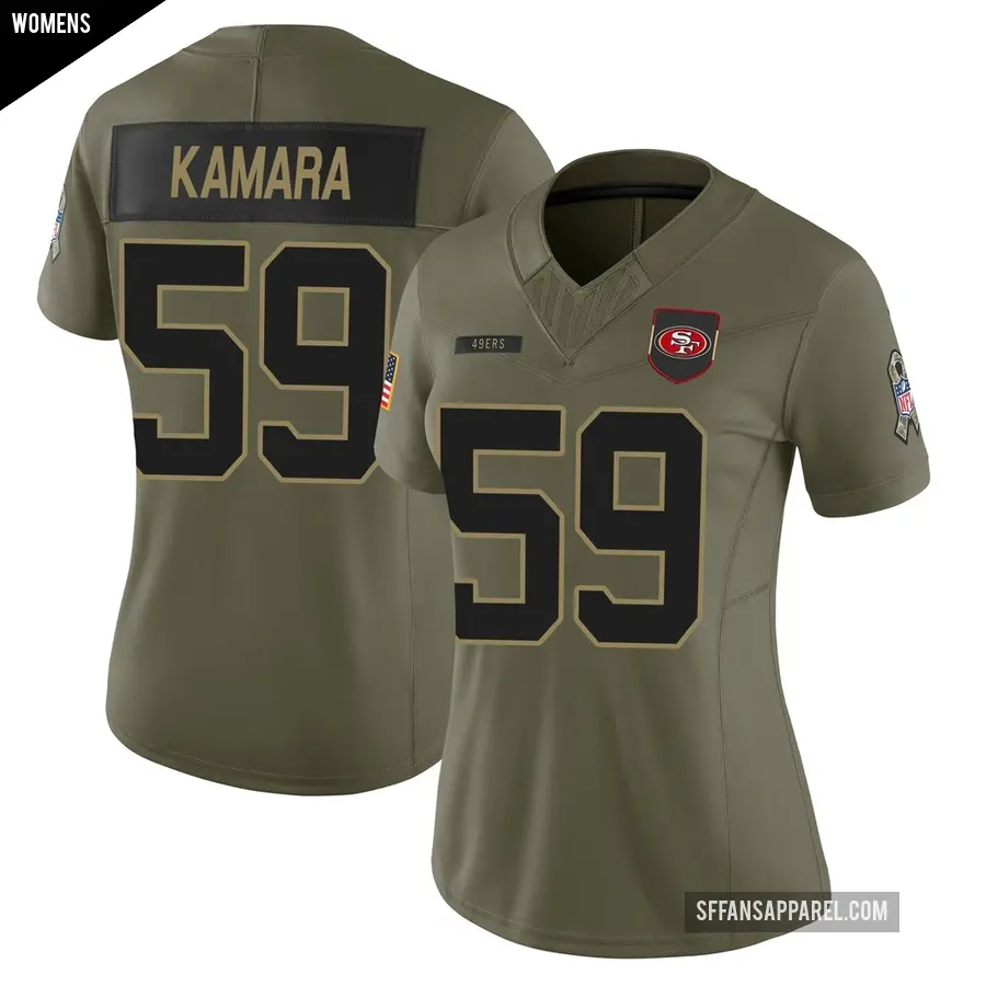 Women's San Francisco 49ers ＃59 Mikail Kamara Olive Limited 2025 Salute to Service Jersey