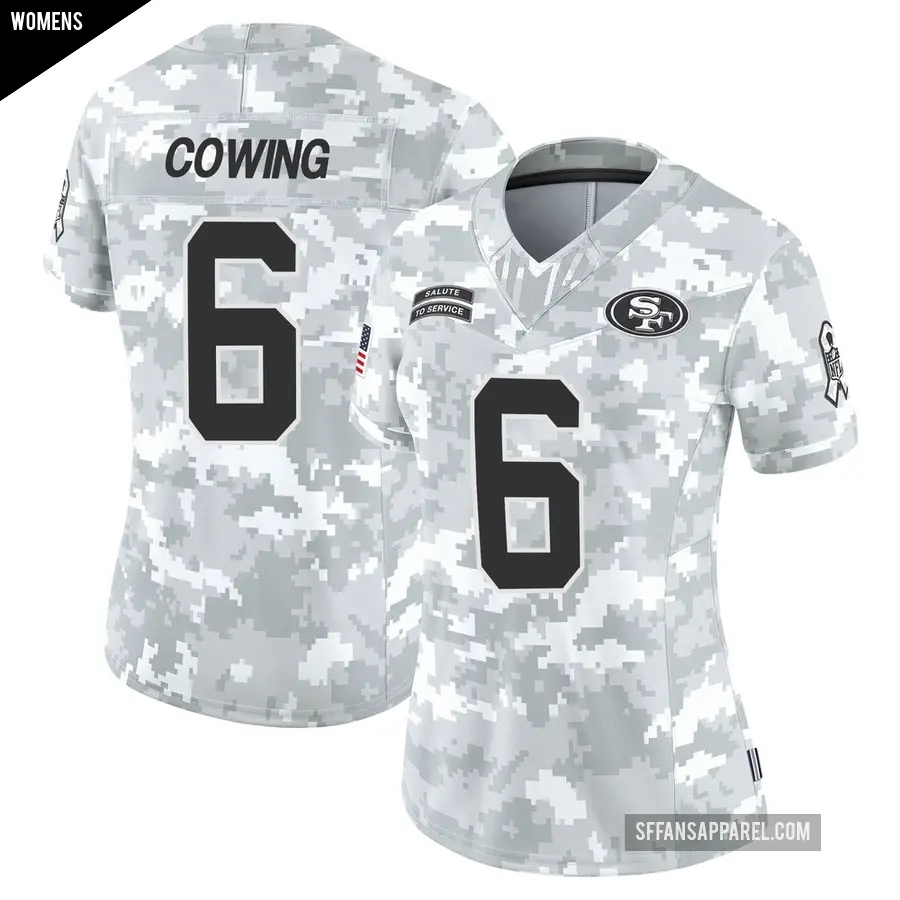 Women's San Francisco 49ers ＃6 Jacob Cowing Arctic Camo Limited Francisco 2024 Salute to Service Jersey