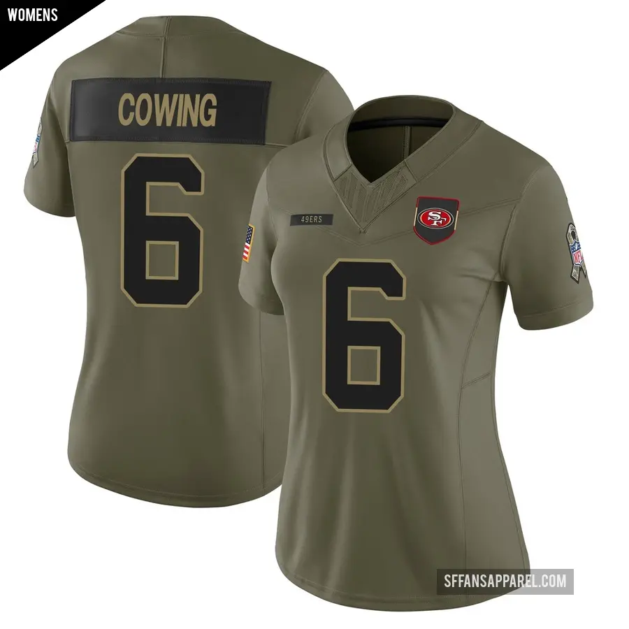 Women's San Francisco 49ers ＃6 Jacob Cowing Olive Limited 2025 Salute to Service Jersey
