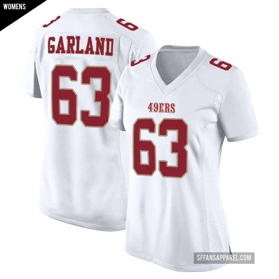 Women's San Francisco 49ers ＃63 Ben Garland White Game Fashion Jersey
