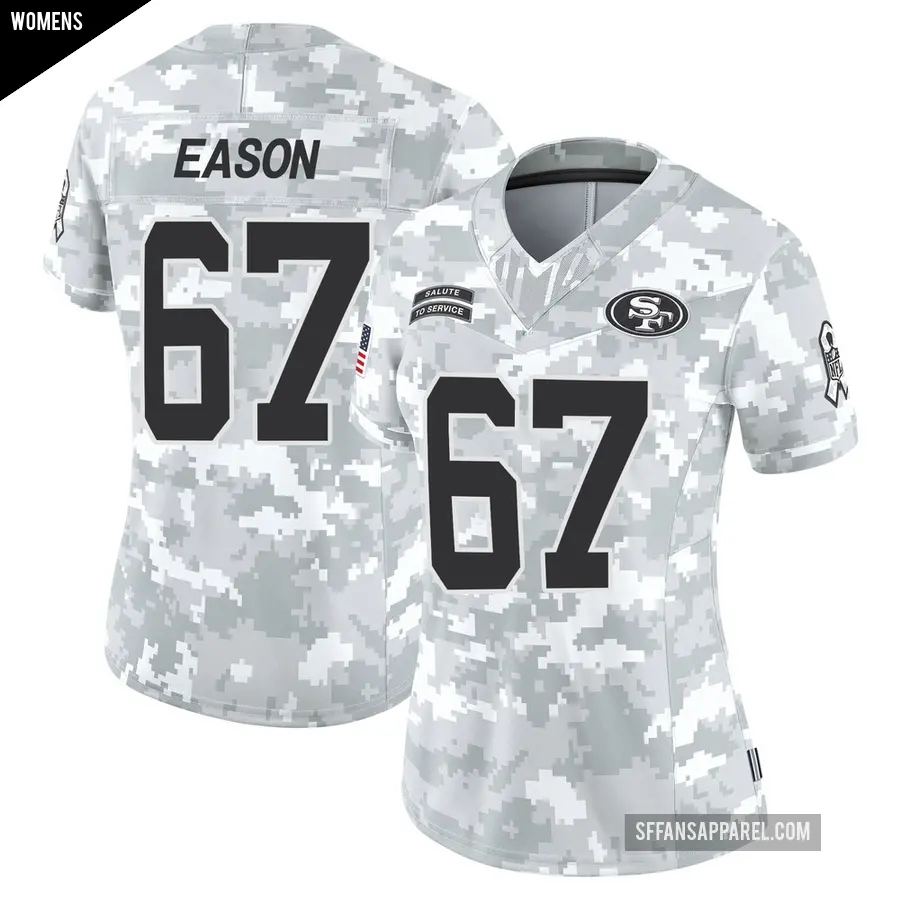 Women's San Francisco 49ers ＃67 Bryson Eason Arctic Camo Limited Francisco 2024 Salute to Service Jersey