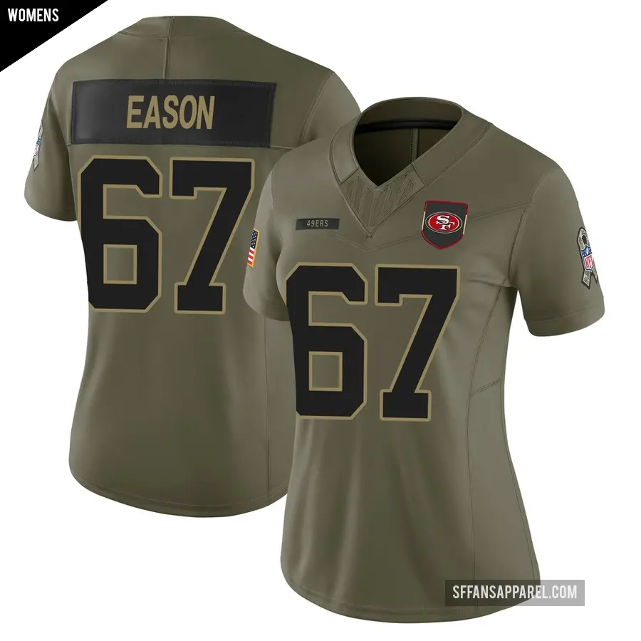 Women's San Francisco 49ers ＃67 Bryson Eason Olive Limited 2025 Salute to Service Jersey
