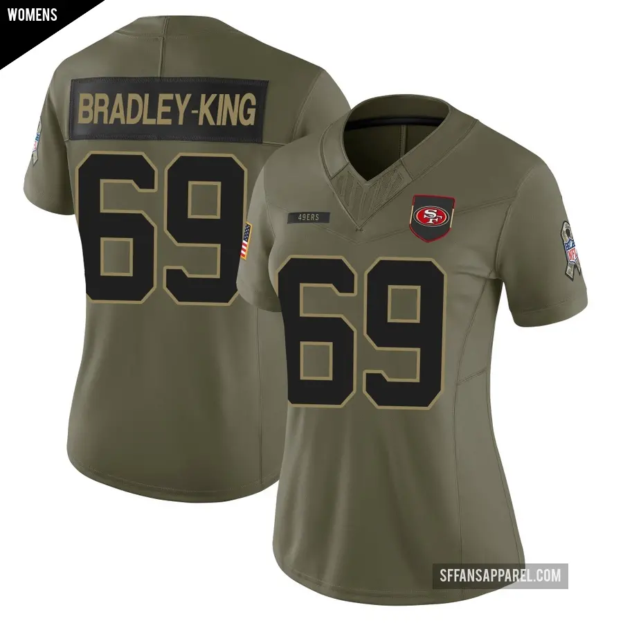 Women's San Francisco 49ers ＃69 William Bradley-King Olive Limited 2025 Salute to Service Jersey