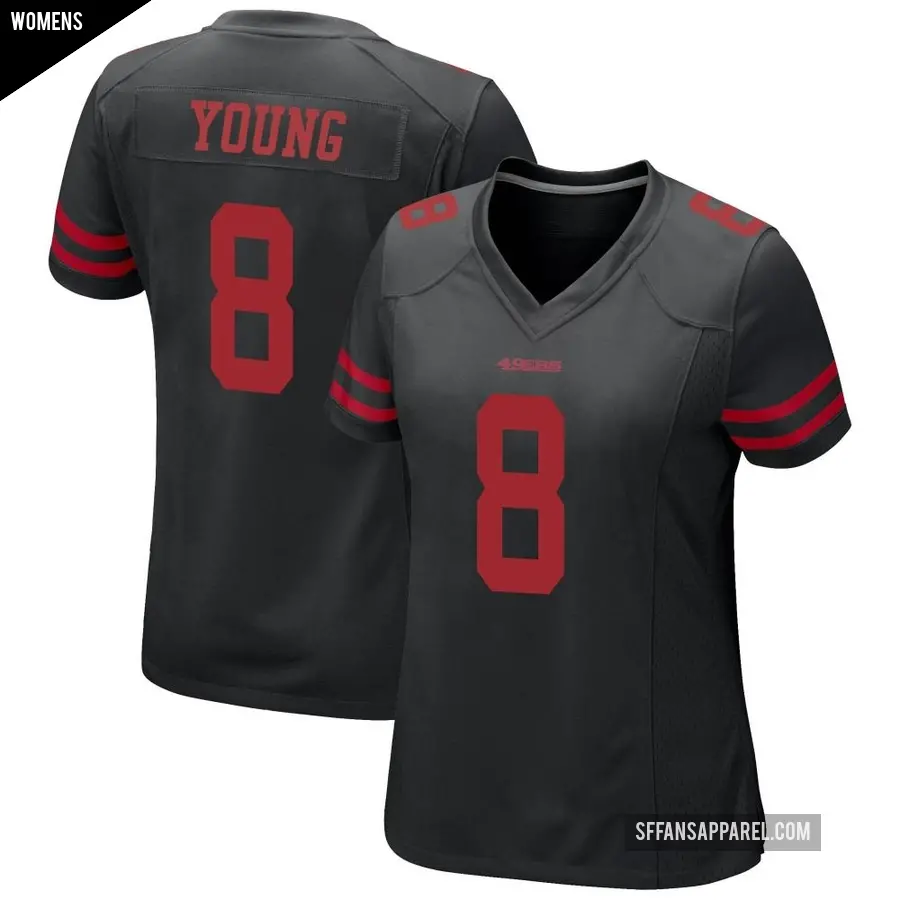 Women's San Francisco 49ers ＃8 Steve Young Black Game Alternate Jersey