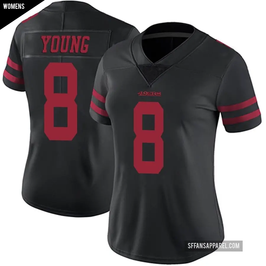 Women's San Francisco 49ers ＃8 Steve Young Black Limited Alternate Vapor Untouchable Jersey