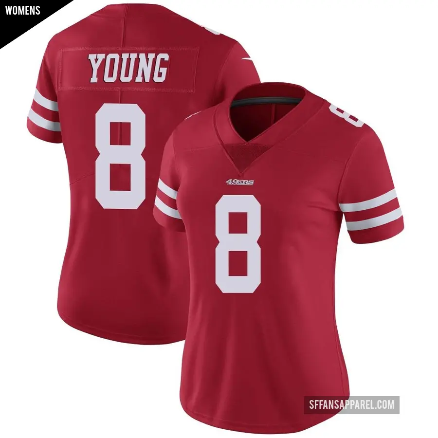 Women's San Francisco 49ers ＃8 Steve Young Red Limited Team Color Vapor Untouchable Jersey