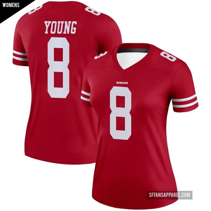 Women's San Francisco 49ers ＃8 Steve Young Scarlet Legend Jersey