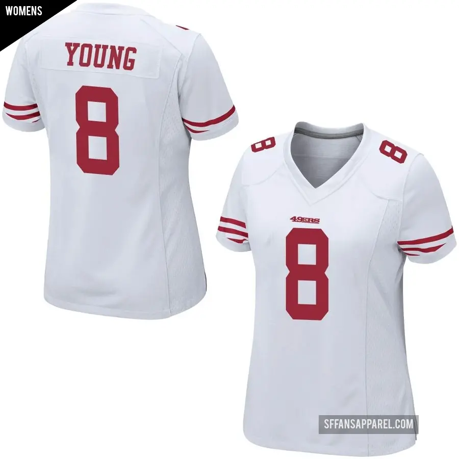 Women's San Francisco 49ers ＃8 Steve Young White Game Jersey