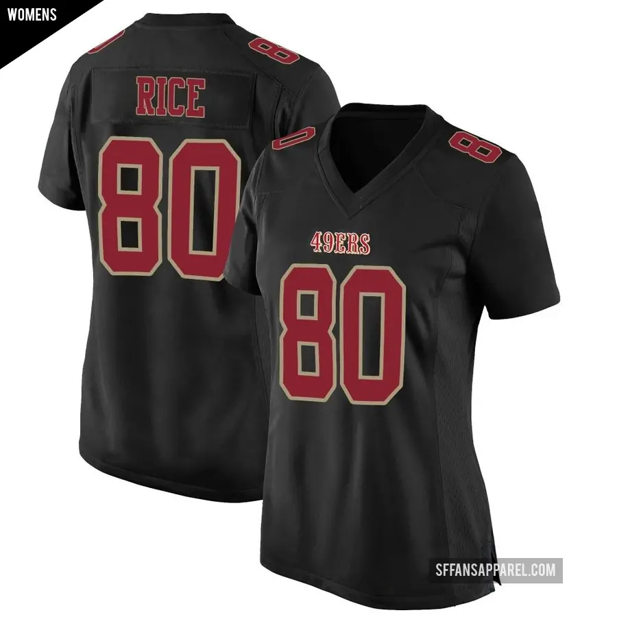 Women's San Francisco 49ers ＃80 Jerry Rice Black Game Fashion Jersey